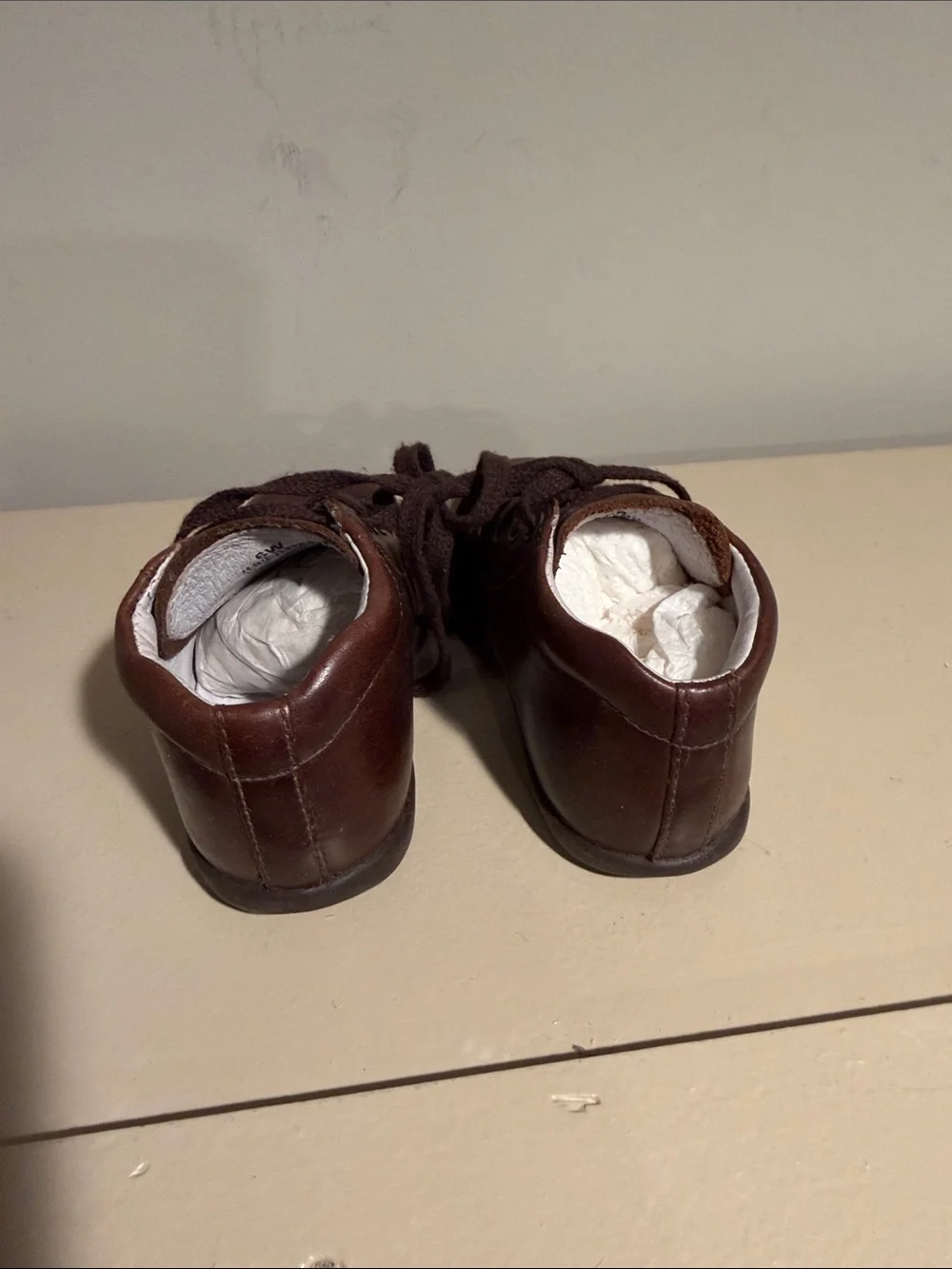 Stride Rite Brown Leather Lace-Up Baby Shoes